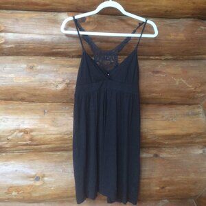 American Eagle Black Y2K Babydoll Empire Waist Crochet Racerback Dress Medium